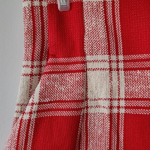 NWT ZARA Red and Cream Plaid High Waisted Skirt with Pockets - Picture 3 of 5